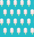 Seamless pattern of gently pink ice creams on green background